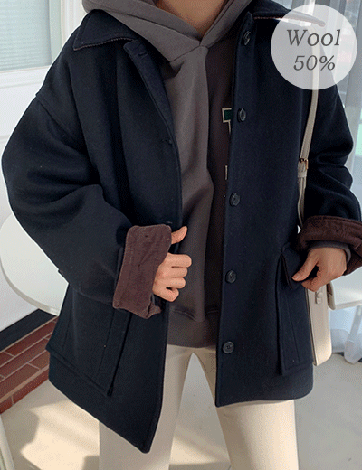 barber collar wool coat (quilted lining, sleeve lining corduroy, 2 colors) thick wool jacket wool jacket winter coat cute short jacket collar jacket cropped jacket cape coat tteokbokki coat
