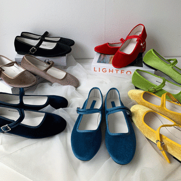 Velvet Strap Flat Shoes (7 colors) [Solid Winter Ribbon Flat Shoes Ribbon Flat Strap Shoes Suede Walker Velvet Shoes Height Guest Look Shoes Leather Shoes Roper Matte Roper Daily Shoes Easy]